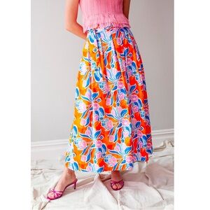 Rachel Antonoff bright orange and blue midi-maxi skirt